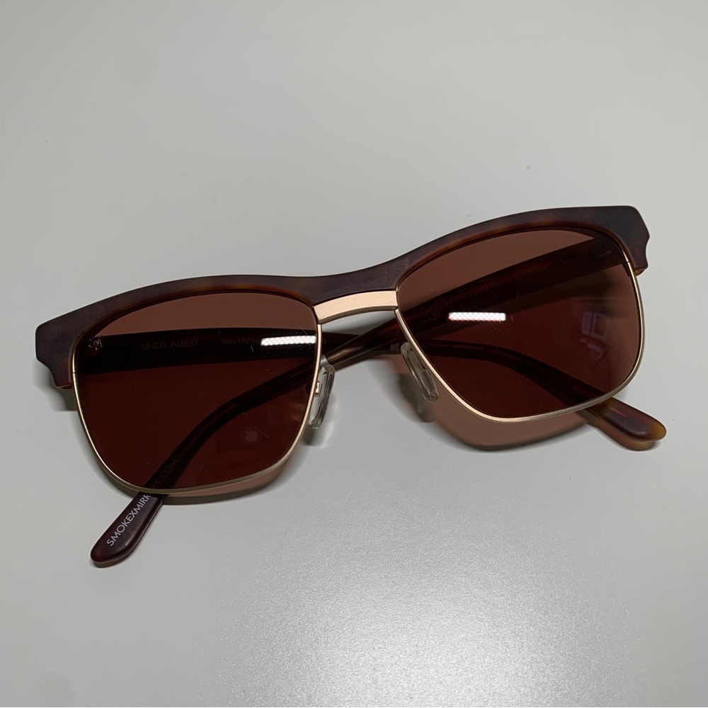 Smoke X Mirrors Uncle Albert Brown Tortoise Rectangular Sunglasses 53MM - NWT - Picture 2 of 7